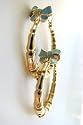 Disney Couture Gold Plated Tinkerbell Collection Bamboo Hoops Earrings With * Teal * Bow * Kidada Jone's Special Holiday Collection * * We Do NOT Ship To Australia And Japan *