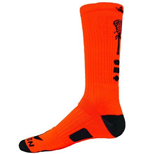 Red Lion Stinger 2 Lacrosse Printed Crew Sports Socks (Neon Orange/Black-Medium)