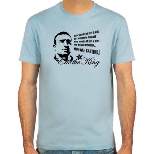 T-Shirt Eric Cantona ::: Farbauswahl: skyblue, sand, weiß oder deepred ::: Größen: S-XL ::: Fußball-Kult
