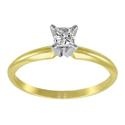 14k Yellow Gold Princess-Cut Solitaire Engagement Ring (.05 ct, I-J Color, I1-I2 Clarity), Size 7