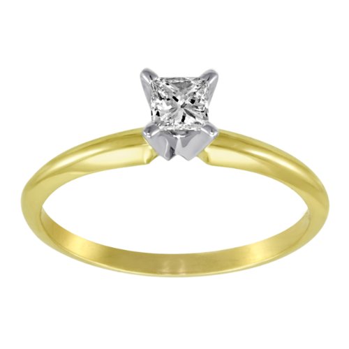 14k Yellow Gold Princess-Cut Solitaire Engagement Ring (.05 ct, I-J Color, I1-I2 Clarity), Size 7