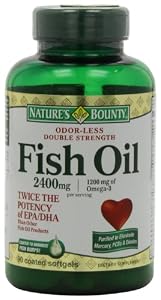 Nature's Bounty Fish Oil  2400 Mg Double Strength Odorless Softgels, Omega 3, 90-Count