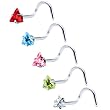 20 Gauge Stainless Steel Triangular CZ Nose Ring Pack