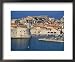 Aerial View of Harbour and Old City, Dubrovnik, Unesco World Heritage Site, Croatia Scenic Framed Art Poster Print by Ken Gillham, 22x18