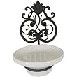 Rusty Cast Iron Style and Ceramic Wall Mounted, Vintage Style Scrolls Soap Dish