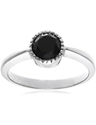 10k Gold Black Diamond Solitaire Ring (1 cttw)