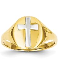 14k rhodium plated yellow gold Cross Baby Ring