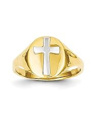 14k & Rhodium Cross Baby Ring