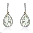 Earrings With 6.60ctw Precious Stones - Genuine Amethysts and Diamonds Beautifully Designed in Two tone Gold Length 26mm