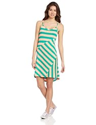 Junior V-neck Jersey/Polyester/Rayon Asymmetric Striped Print  Dress