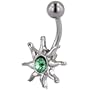 Light Green Crystal Shimmering Sun Piercing Bar Belly Button Navel Rings