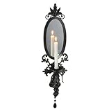 Pack of 2 Mirrored Black Iron Taper Candle Holder Floral Wall Sconce Pack of 2 Mirrored Black Iron Taper Candle Holder Floral Wall Sconce