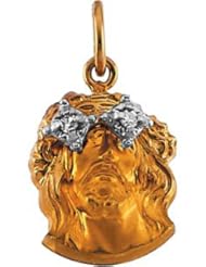 Head Of Jesus Crown Pendant With Diamond 14K Gold Yellow R16928