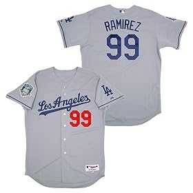 Los Angeles Dodgers Authentic Manny Ramirez Road Jersey w 50th Anniversary Patch