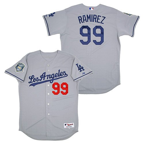 Los Angeles Dodgers Authentic Manny Ramirez Road Jersey w/50th Anniversary Patch