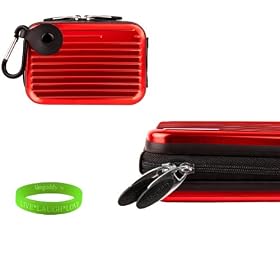 Metal Case for your Vita Quest VQ 8920 in Red and black interior lined with nylon preventing scratches + Green Vangoddy Bracelet!!!
