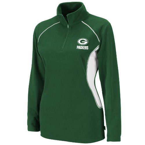 NFL Women's Green Bay Packers Game Theory III Long Sleeve 1/4 Zip Micro Chiller Fleece Pullover (Dark Green/White, X-Large)
