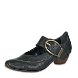 Rieker Trotteur, Sportslipper Damen -Slipper Mirjam aus Leder, Lederdecksohle, 30-mm-Absatz, PU-Sohle in Mirjam schwarz