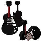 Shop4 8GB Black / White Electric Guitar Shape Novelty USB Data Memory Stick Storage Device with Key Chain