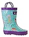 OAKI Kids Rubber Rain Boots Easy-On Handles, Mermaids, 13T US Toddler