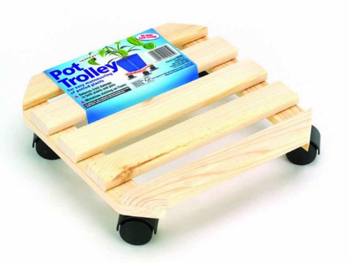 30cm Wood Pot Trolley - Square