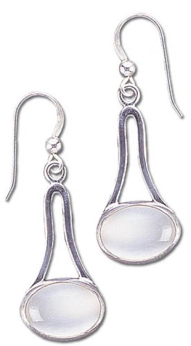 Solid Sterling Silver Moonstone Earrings Aproximately 1 3/4 Long