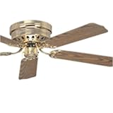Ellington Fans CU52BB5 52 Close-Up Traditional Indoor Flush Mount Bright Brass Ceiling Fan