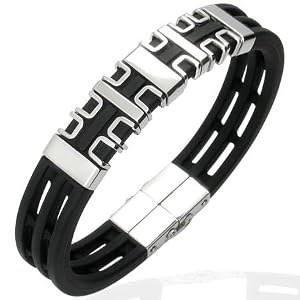 Emeco Edelstahl Kautschuk Herren Armband DBU008