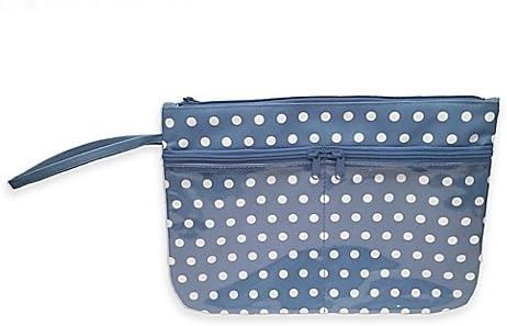 Polka Dot Swimsuit Sack with Clear Vinyl Storage Pockets in Blue