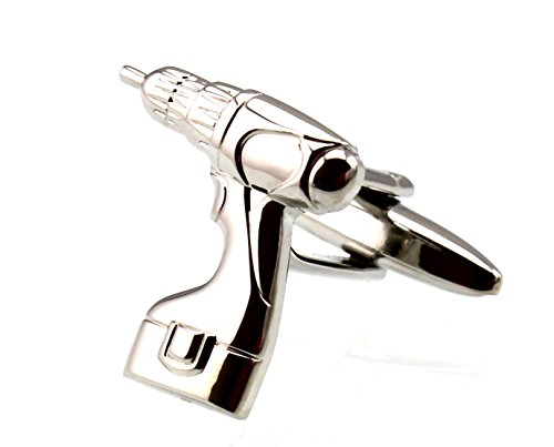 Sunnylink Cufflinks Three Dimensional Electric Hand Drill Silver Cuff Links