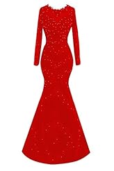 Sexy Tulle Mermaid Lace Applique Beaded Long Sleeves Evening Dress/Prom Dress/Party Dress 