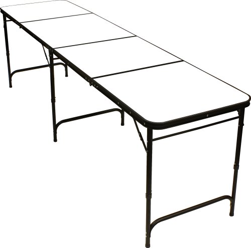 Blank Customizable Beer Pong Table - 8 Feet with Black Aluminum, Ball Rack & 6 Pong Balls!