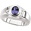 14K White Gold Man's Tanzanite and Diamond Ring