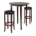 Winsome Fiona 3-Piece Round High Pub Table Set in Antique Walnut Finish
