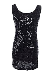 Sleeveless Tank Glittering Sequined Scoop Neck  Dress