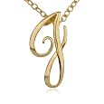 18k Yellow Gold Plated Sterling Silver "J" Charm Necklace, 18"