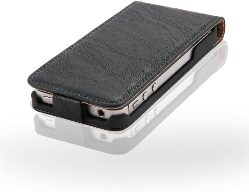 MACOON Leather Case for iPhone 4 & 4S cover with magnetic catch Protective Sleeve, color: black