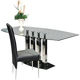 Chintaly Cilla Glass and Steel Rectangular Dining Table - CTY286