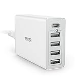 Anker PowerPort 5 USB-C (40W 5ポート USB/USB-C 急速充電器) iPhone / iPad / Xperia / Galaxy / Android各種 / Nexus 5X, 6P 他対応 USB-Cポート搭載 【PowerIQ &amp; VoltageBoost搭載】(ホワイト)