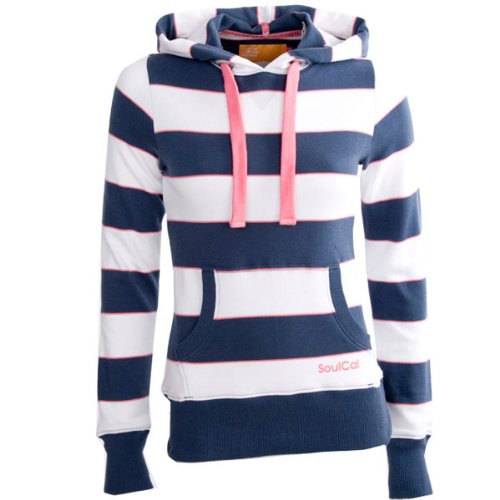 Soul Cal College Stripe Hoody - White - Womens