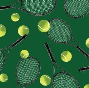 1 Yard - Tennis Rackets & Balls on Green Fleece Fabric (Great for Quilting, Sewing, Craft Projects, Blankets & More) 1 Yard x 60"