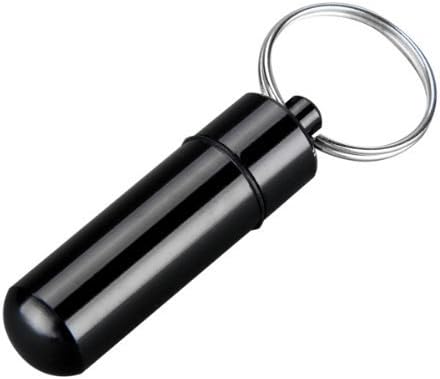 Iable 5PCS Portable Pill Box Case Medicine Bottle Holder Waterproof Container Keychain Black