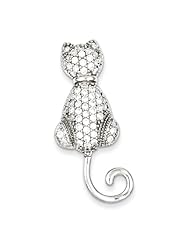 Sterling Silver CZ Cat Pin.
