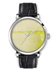 SPRAWL Aanalog Fashion Series Silver Ladies Watches of Genuine Black Leather Strap,Unique Wrist Watch for Women Girls Designed with Green bar and bamboo