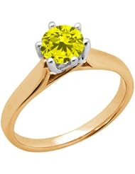 1.10 Ct Round Canary SI1/SI2 Diamond 14K Yellow Gold Ring