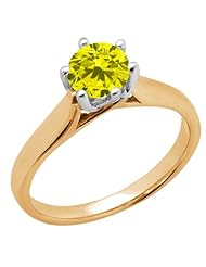 1.10 Ct Round Canary SI1/SI2 Diamond 18K Yellow Gold Ring