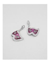 Mask Colored Enamel Charm In 92.5 Sterling Silver