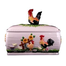 Bread Box, Toast Jar Canister Country Farm Rooster by Breadboxes