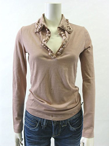 MOSCHINO CHEAP&CHIC カットソー イタリアサイズ-44/13号 長袖 ピンク ボタン飾りの襟 シャツ