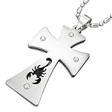 New Men's Stainless Steel Celtic Cross Pendant & Chain With Scorpion Design - Length 50cms